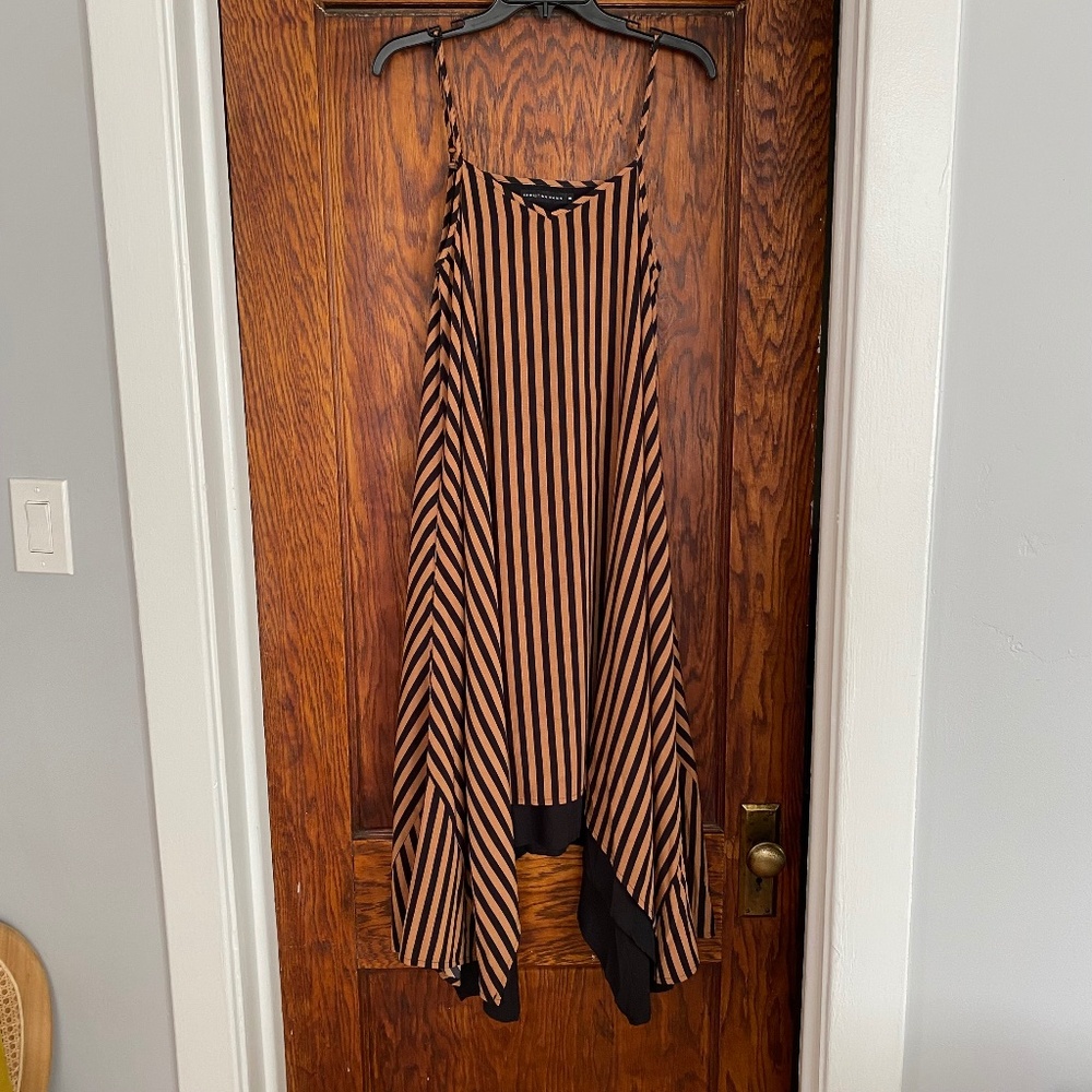 Christina Karin Adele Maxi Dress - Camel/Black stripe - Size Small